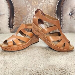 Softspots strappy cork wedge shoes